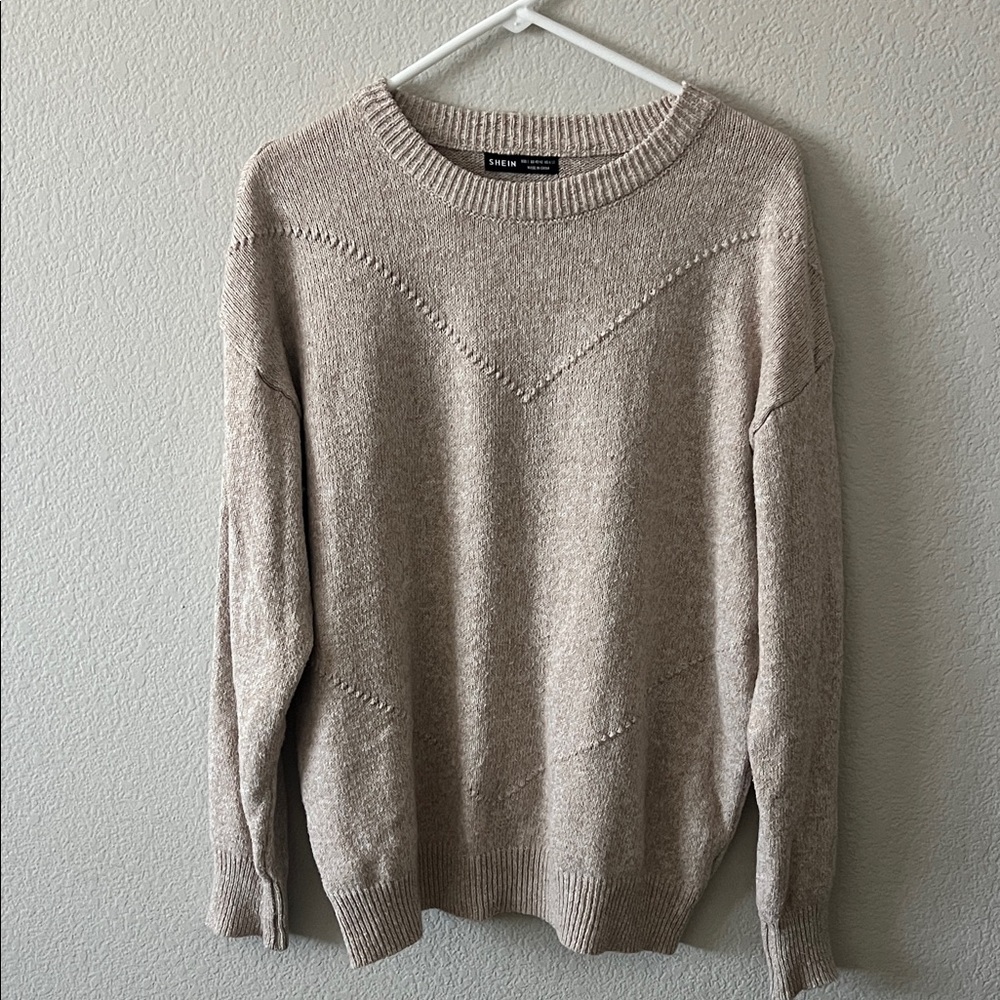 SHEIN Women's Beige Crewneck Sweater